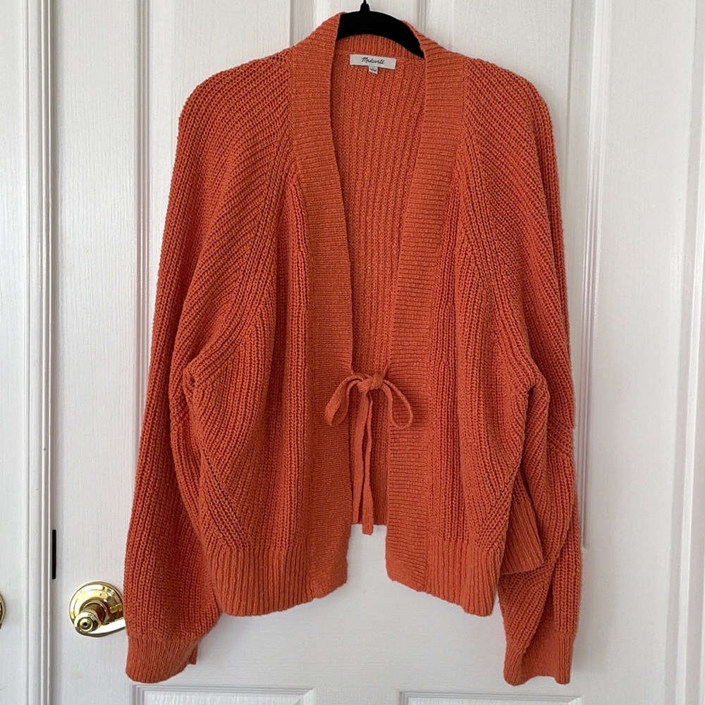 Madewell Pale Sunset Eastdale Tie-Front Cardigan Sweater